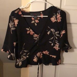 Floral Blouse with Front Tie
